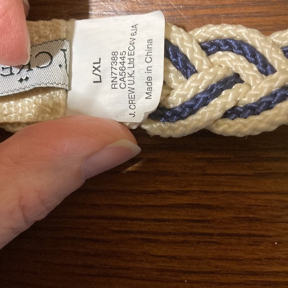 J.Crew Belt Womens Large/Extra Large Braided Fashion. Cream & blue. 47” long - Picture 3 of 5